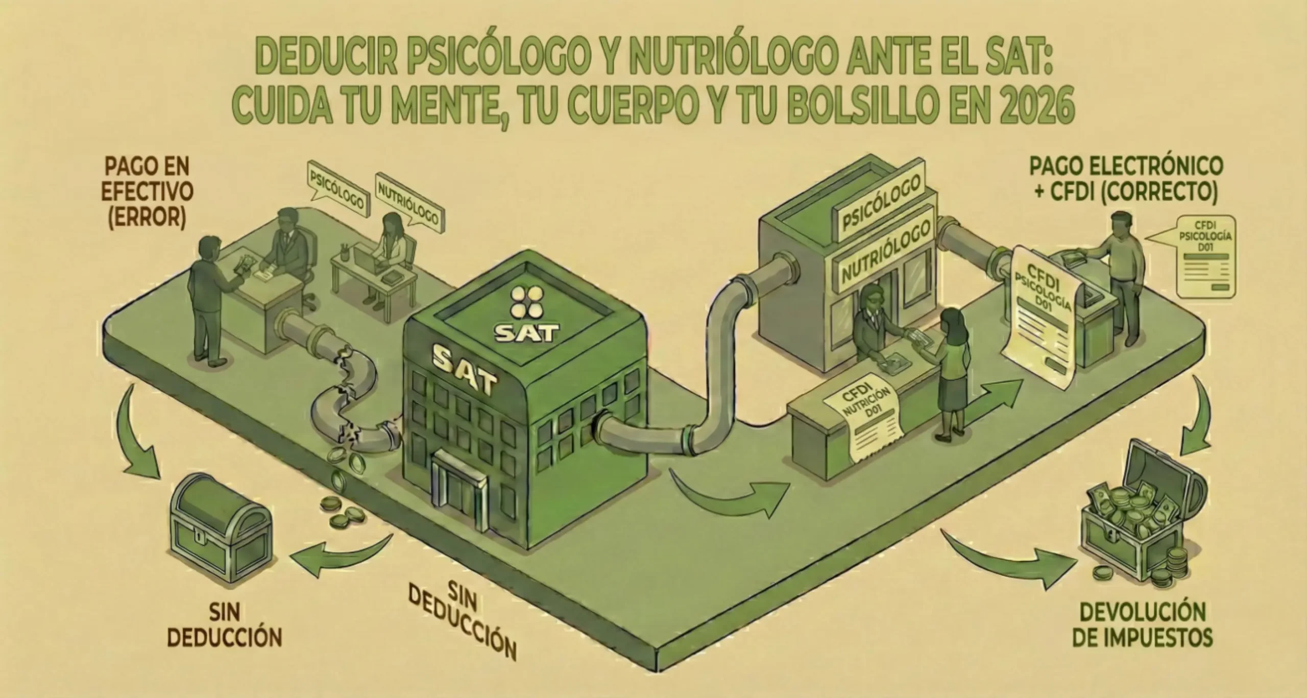 Apoyo Contable y Fiscal - Saldo a Favor SAT - Deducir Psicólogo y Nutriólogo ante el SAT: Cuida tu mente, tu cuerpo y tu bolsillo en 2026 - Ciudad de México
