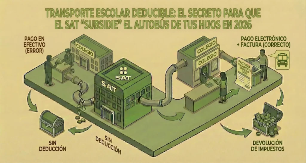 Apoyo Contable y Fiscal - Saldo a Favor SAT - Transporte Escolar Deducible: El Secreto para que el SAT "Subsidie" el Autobús de tus Hijos en 2026 - Ciudad de México